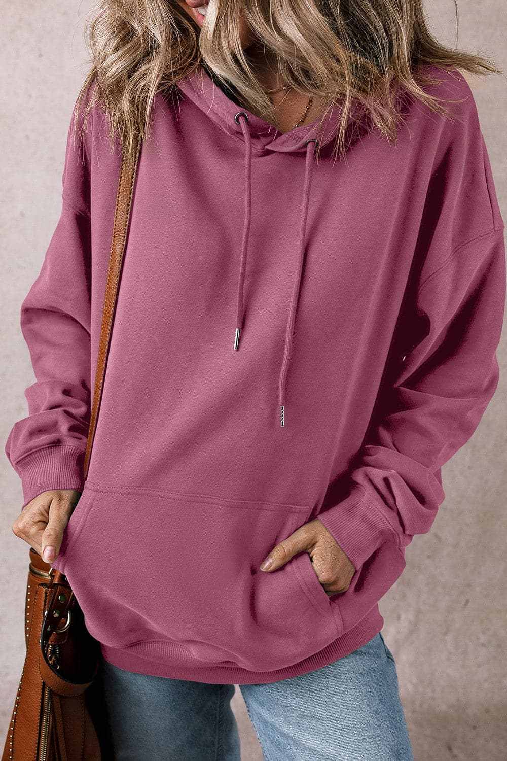 Sheer pocket hoodie with drawstring - Love Salve